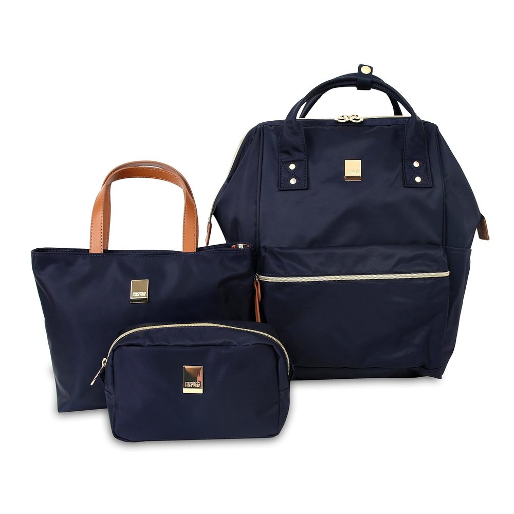 Posy 3-Piece Backpack with Tote and Pouch, Navy🦛